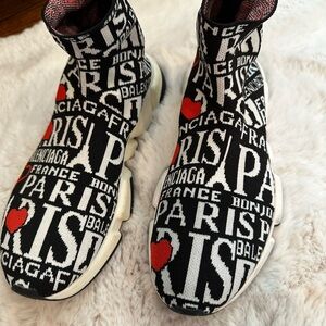 Balenciaga woman Black and Red Graphic Sneakers